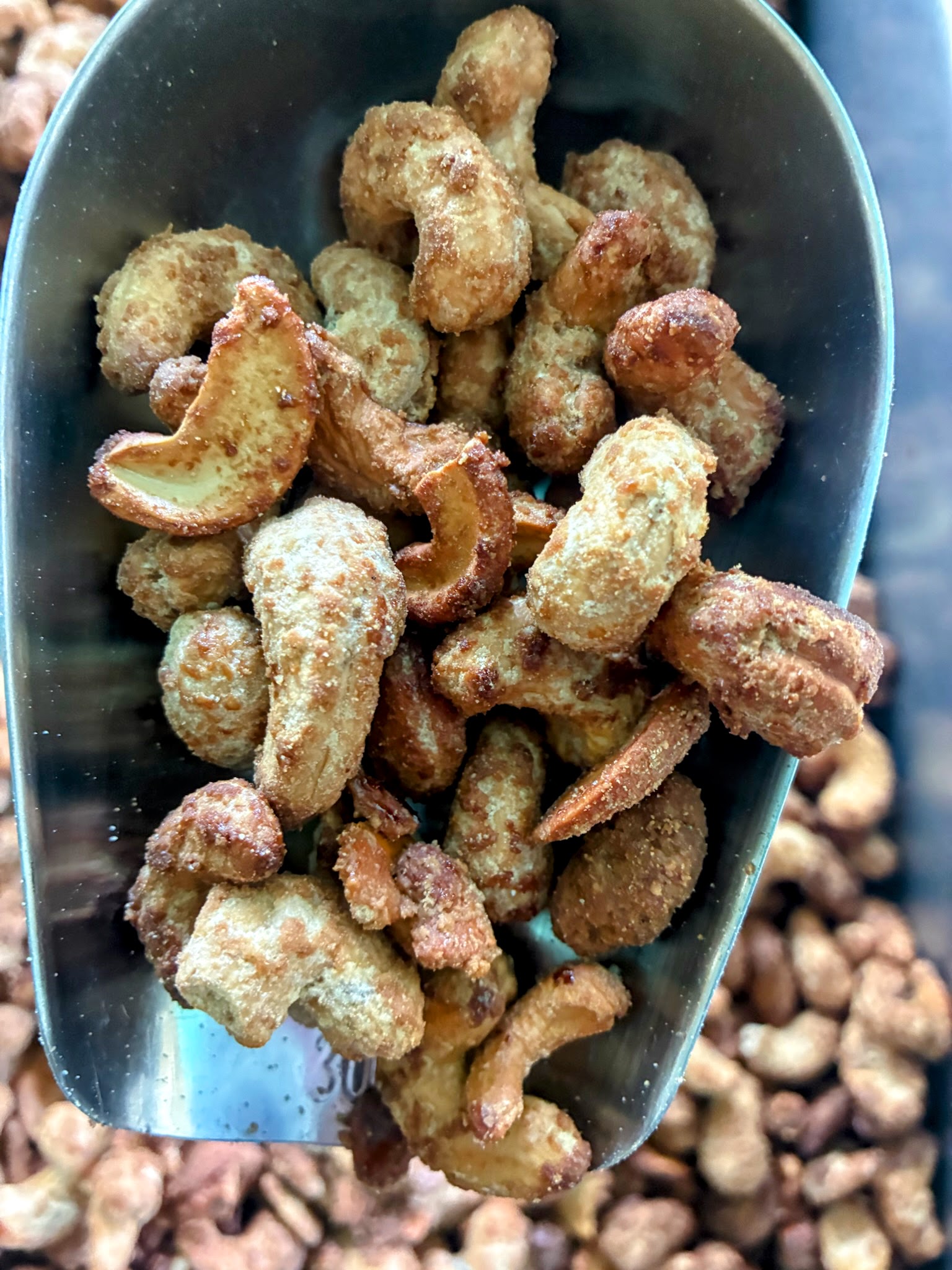 Close-up of caramel roasted cashews