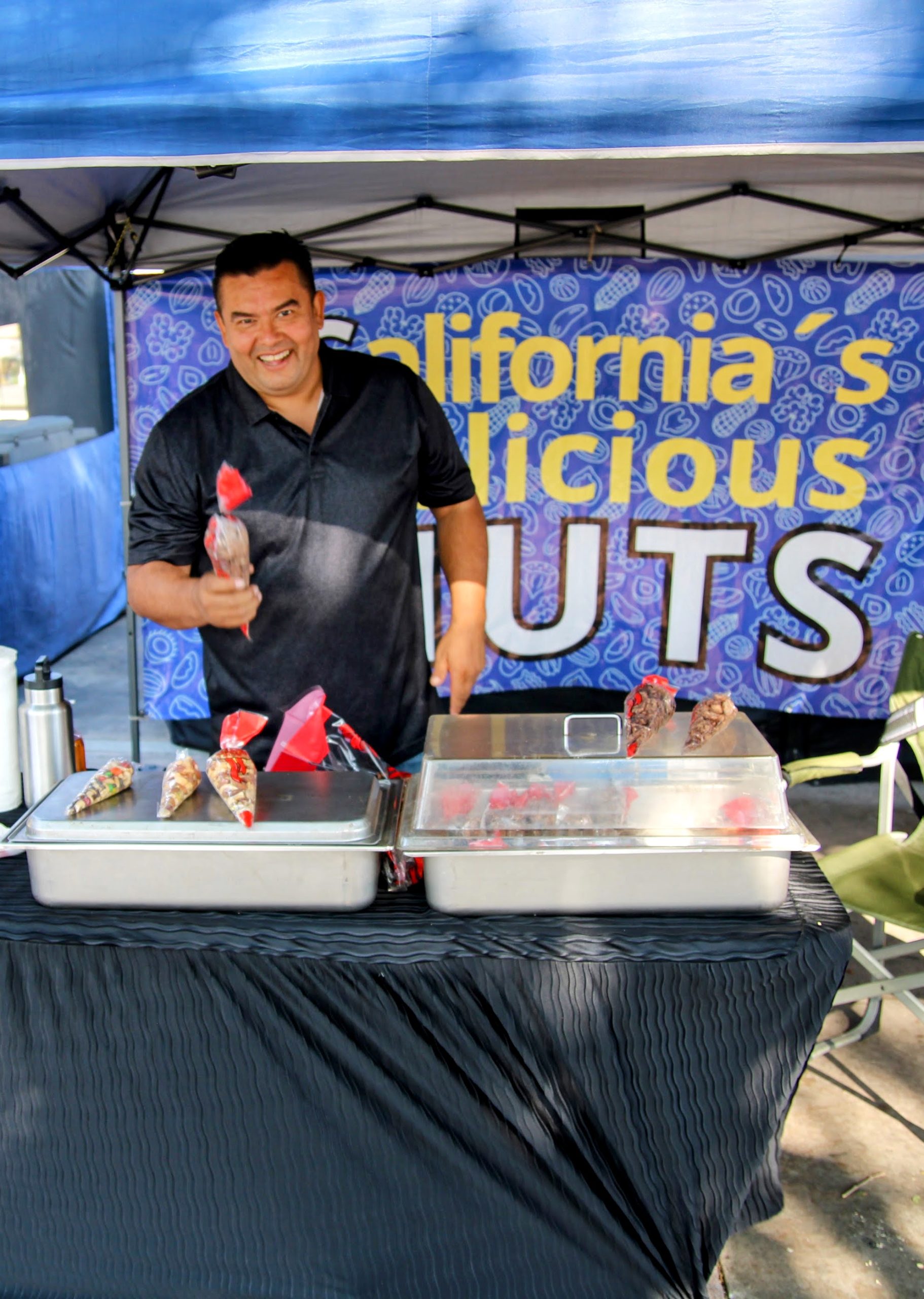 Founder Mario serving California's Delicious Nuts at Bixby Park